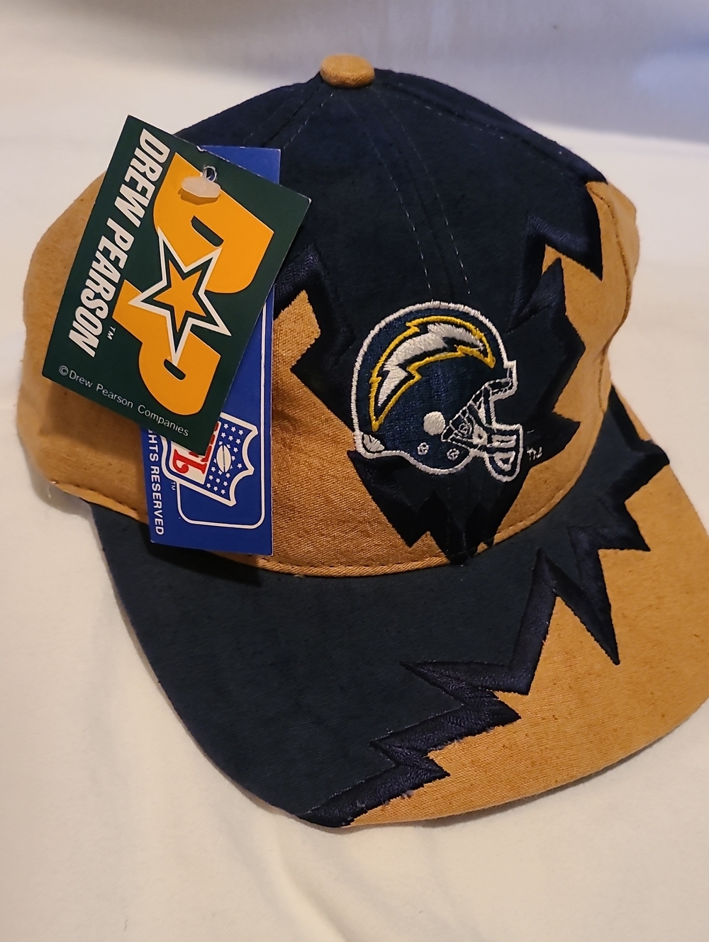 Vintage Drew Pearson San Diego Chargers Jagged Edge Hat Cap Blue Tan NWT Logo - Picture 15 of 16